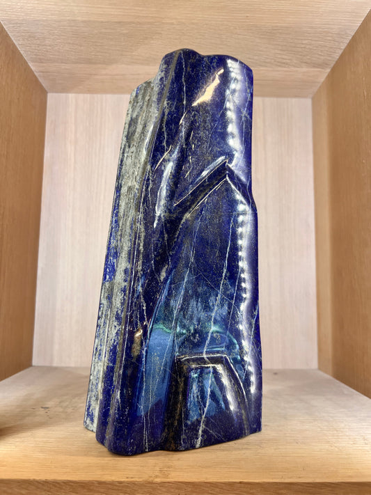 15" Large Tall Natural Lapis Lazuli Freeform – Large Polished Deep Blue Crystal Statement Piece