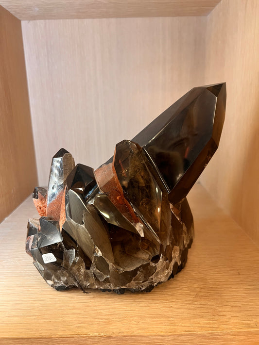 Large Natural Smoky Quartz Crystal Cluster – Dark Smoky Points Collector Specimen Home Décor