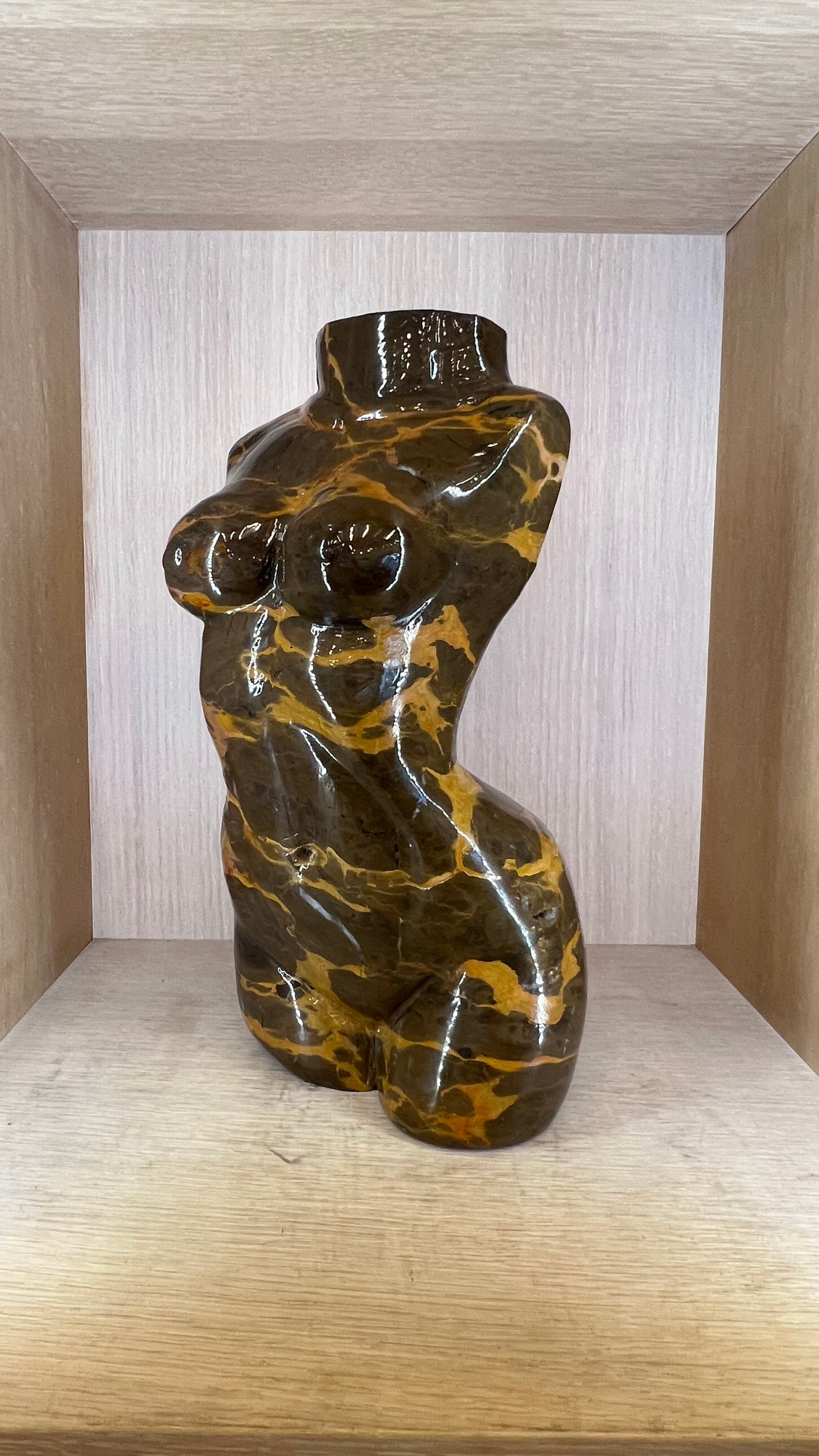 Hand Carved Women Goddess Body Sculpture – Natural Jasper Stone Feminine Form Crystal Statue