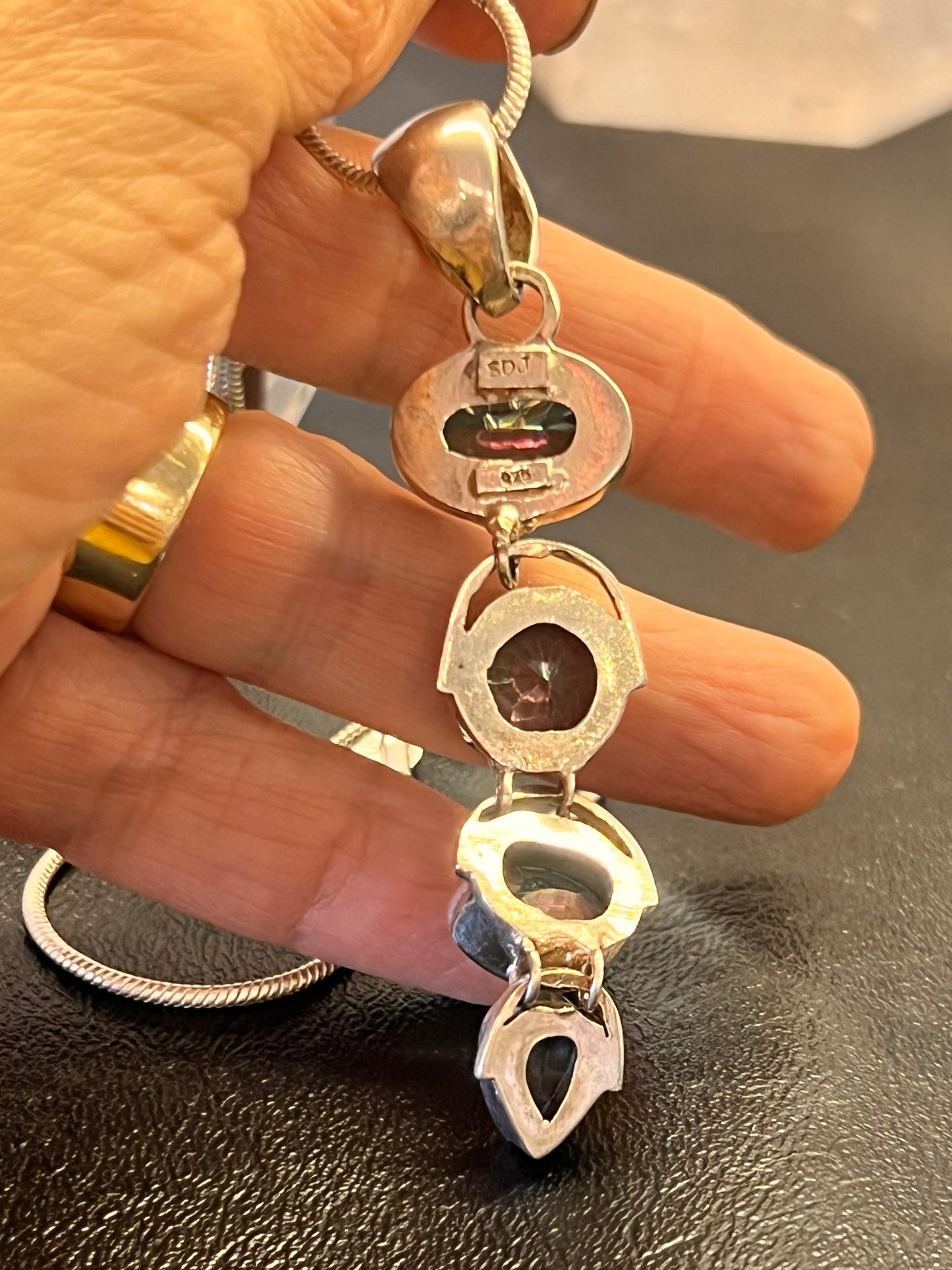925 Sterling Silver Mystic Topaz Pendant | Rainbow Topaz Multi-Stone Statement Necklace | Genuine Gemstone Jewelry