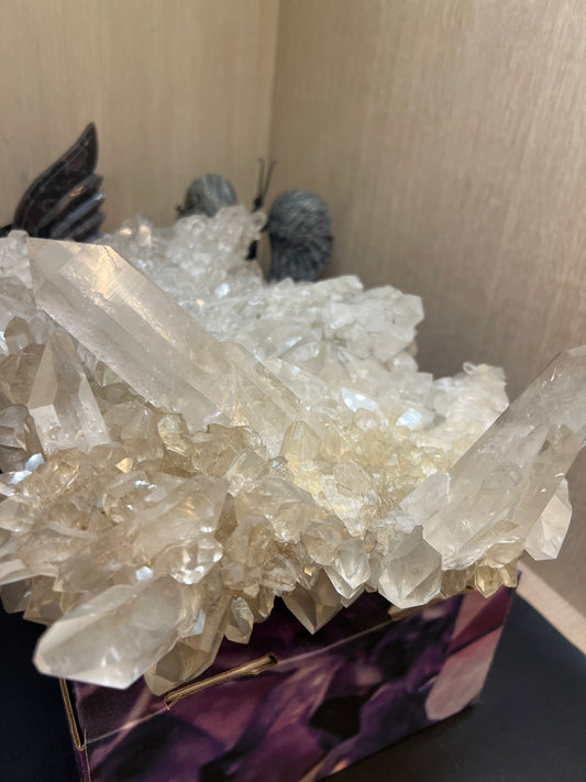 Large Natural Clear Quartz Crystal Cluster – Raw Statement Specimen Healing Crystal Home Décor