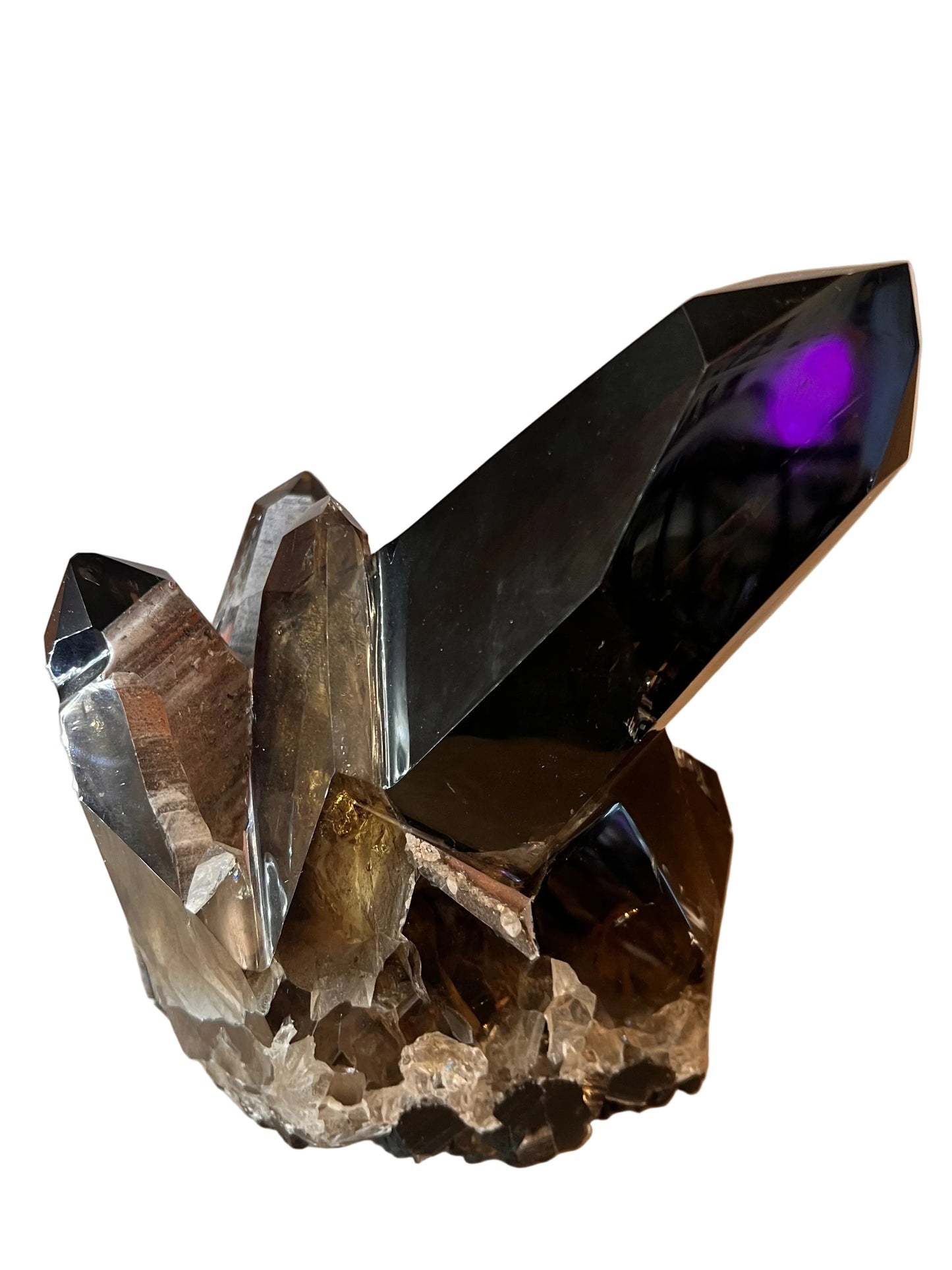 Large Natural Smoky Quartz Crystal Cluster – Dark Smoky Points Collector Specimen Home Décor