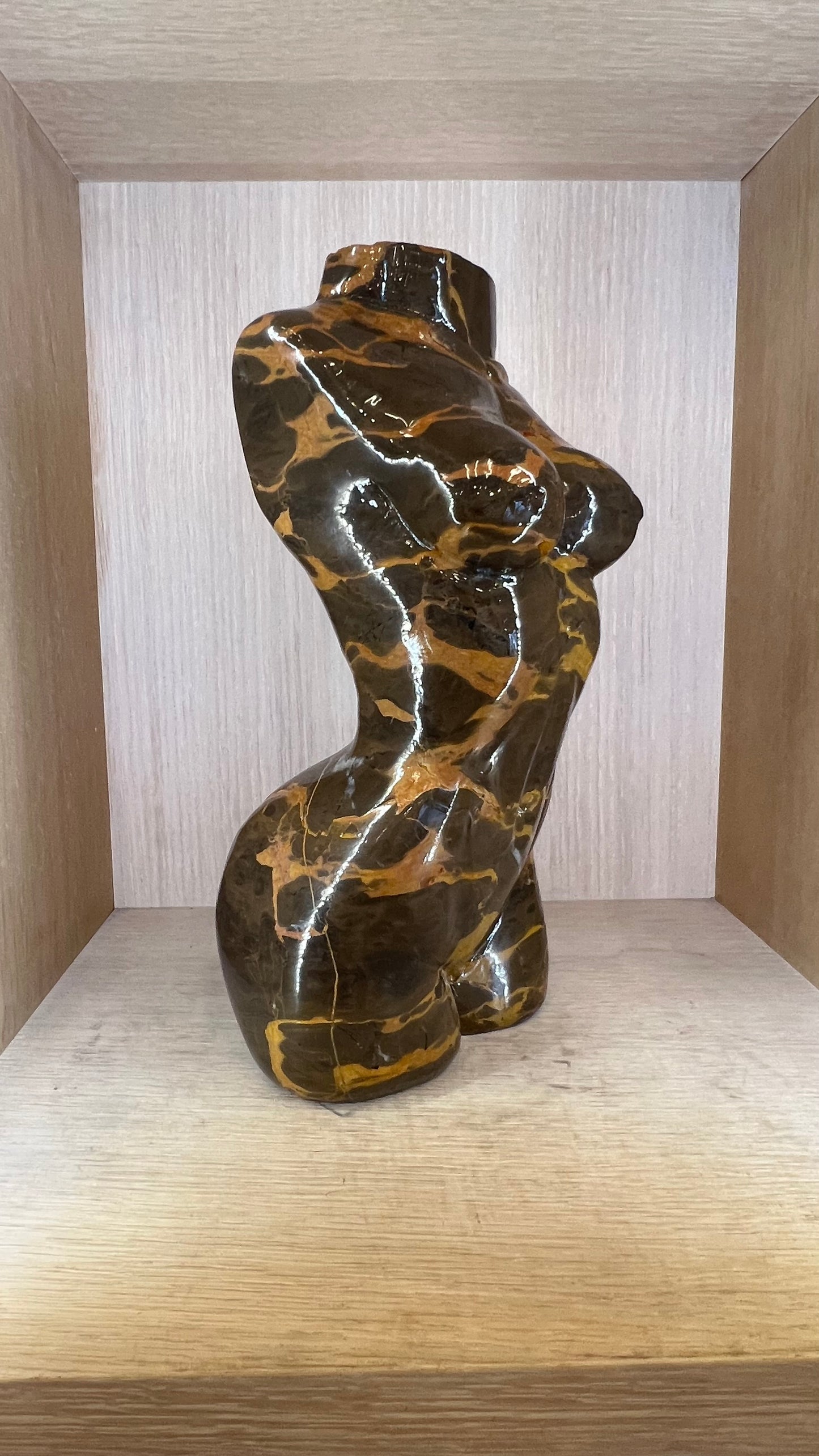 Hand Carved Women Goddess Body Sculpture – Natural Jasper Stone Feminine Form Crystal Statue