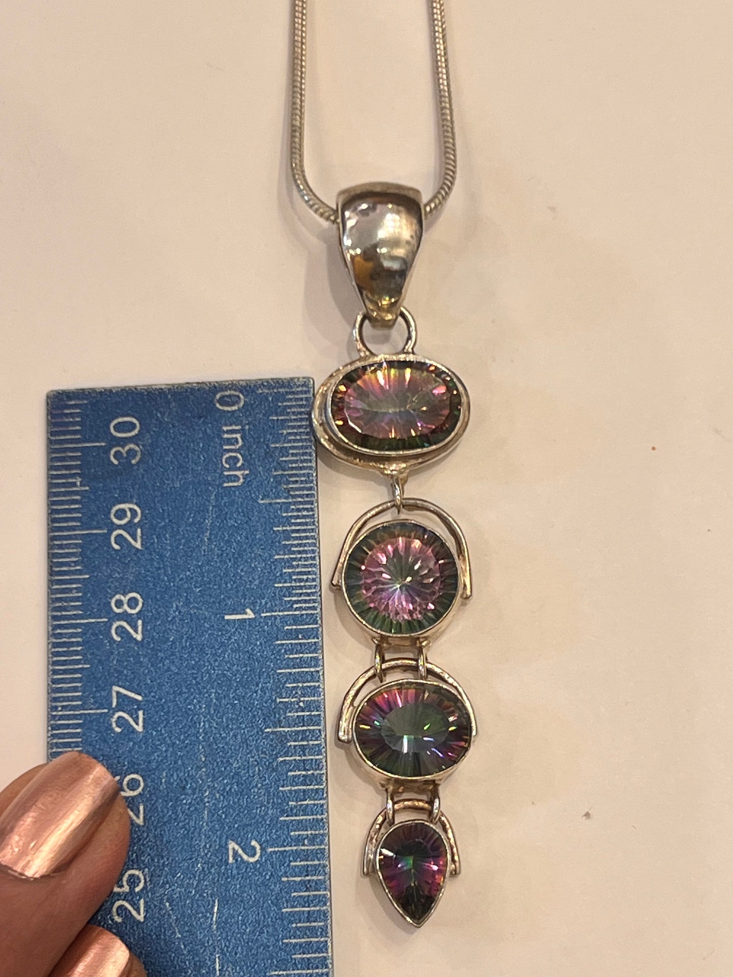 925 Sterling Silver Mystic Topaz Pendant | Rainbow Topaz Multi-Stone Statement Necklace | Genuine Gemstone Jewelry