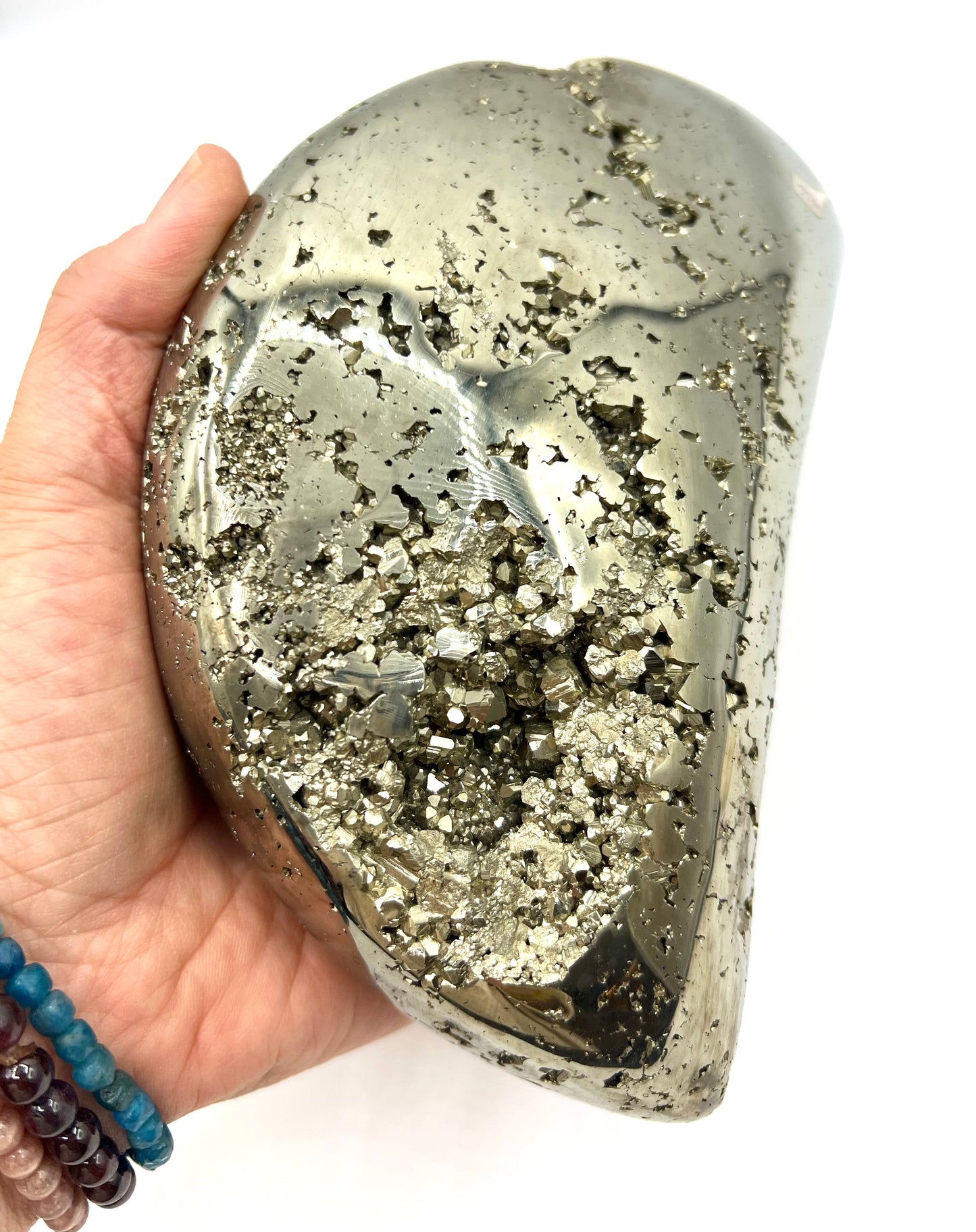 Pyrite Large Moon Shape Crystal Table Top Prosperity Gift 7" long