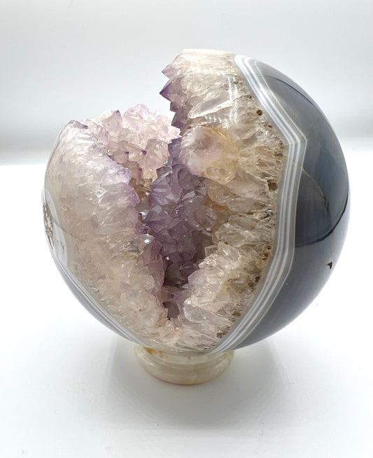 AMETHYST AGATE CRYSTAL SPHERE 4.5" Medium Sphere Table top Home decor