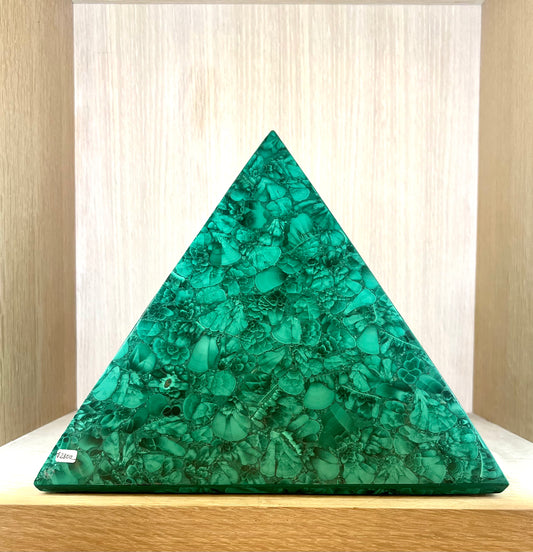 Large Malachite Crystal Pyramid Table top Healing Rock Large 12" by 12"