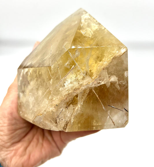 Rutilated Citrine Healing Crystal Rock Table top Decor 4" tall 4"