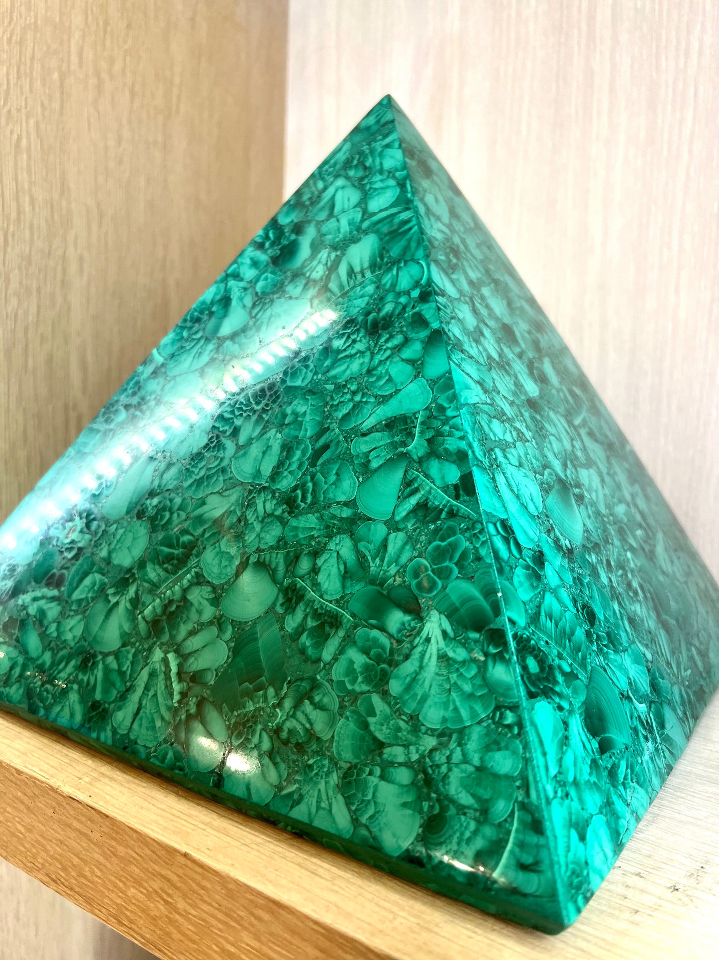 Large Malachite Crystal Pyramid Table top Healing Rock Large 12" by 12"