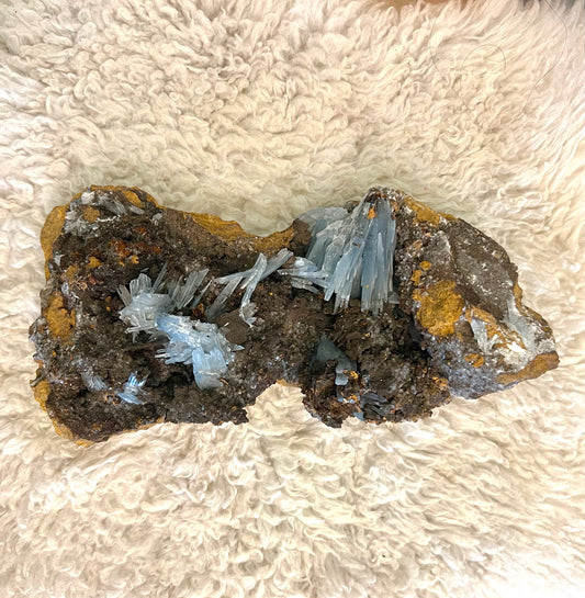 Blue Barite Crystal Raw Natural Rock Cluster Large healing crystals table top