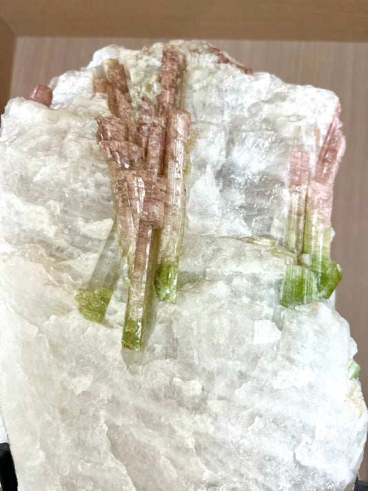 Large Watermelon Tourmaline Healing Crystal Rock Table top Raw Cluster Standing Huge