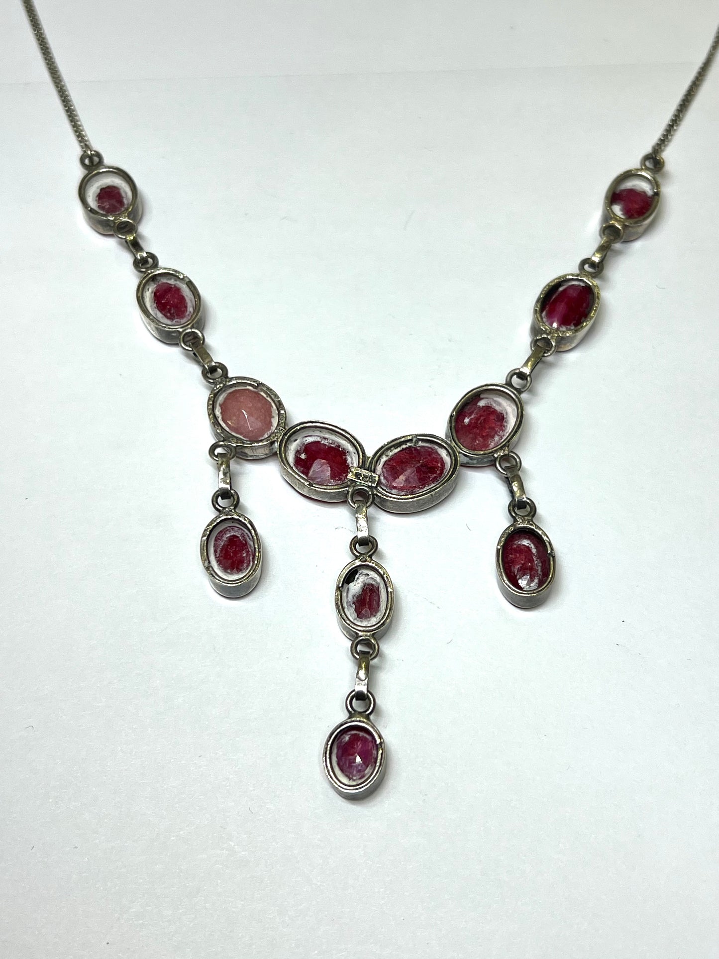 Natural Ruby Gemstone Necklace Set with Earrings – Handmade Statement Jewelry – Sterling Silver – Boho Luxury Red Crystal Set