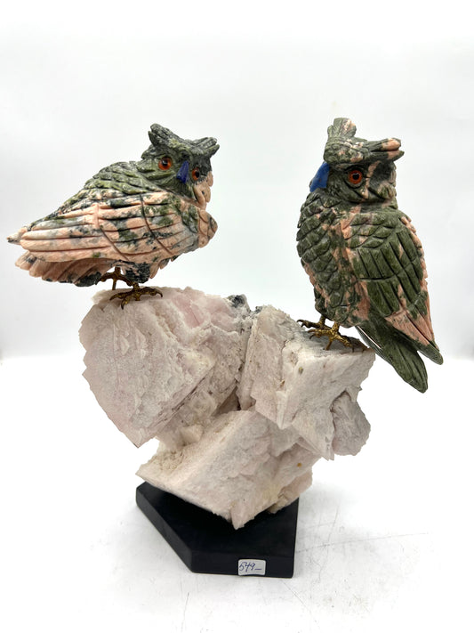 Hand Carved Crystal Parrot Bird Unikite Calcite Pyrite Crystals Hand Crafted Figurine Table top Gift Healing Cruystals