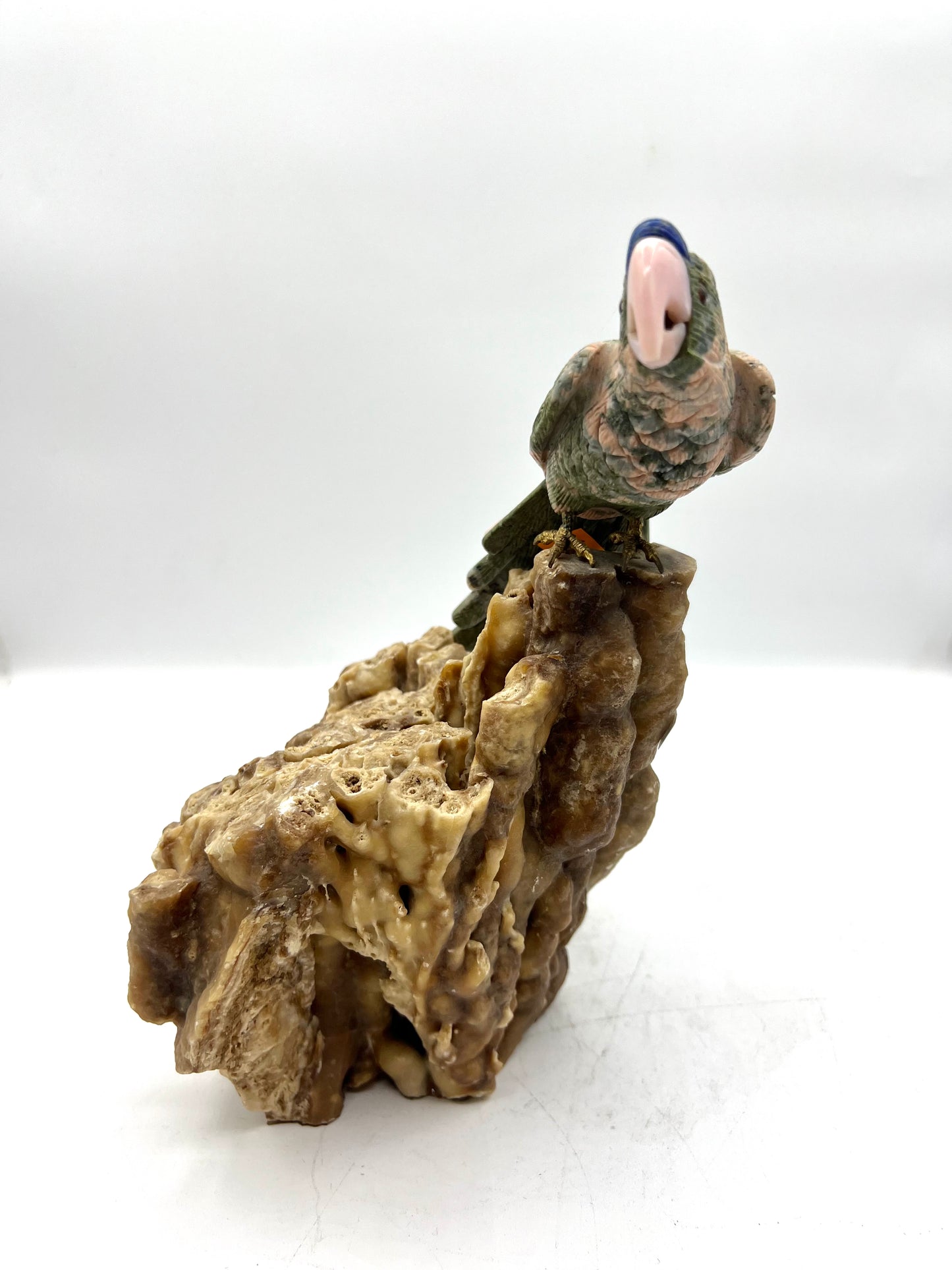 Hand Carved Crystal Parrot Bird Unikite Coral Crystals Hand Crafted Figurine Table top Gift Healing Cruystals
