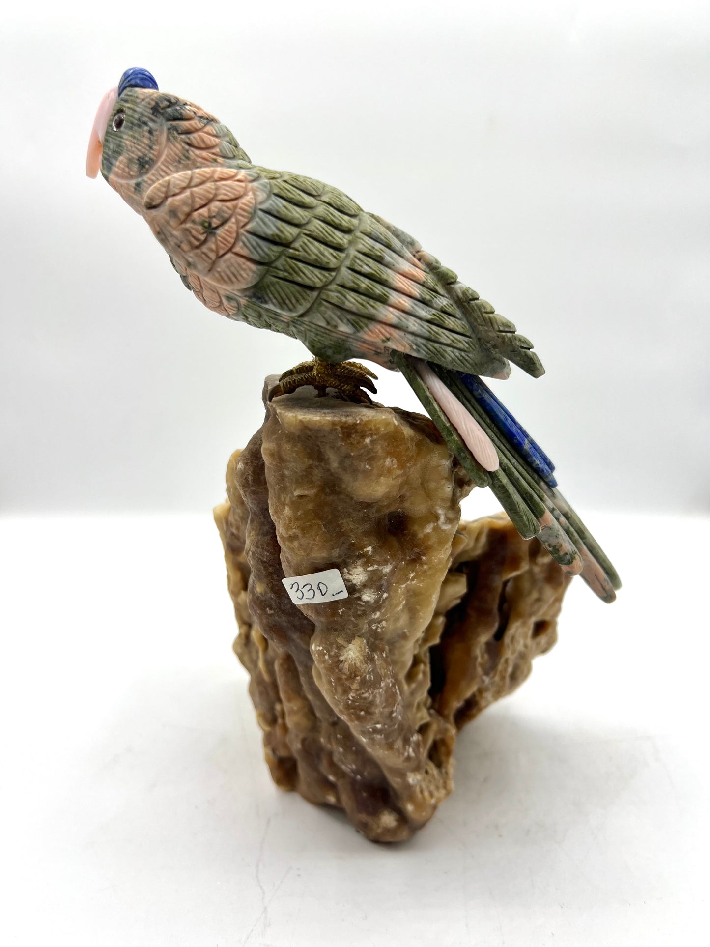 Hand Carved Crystal Parrot Bird Unikite Coral Crystals Hand Crafted Figurine Table top Gift Healing Cruystals