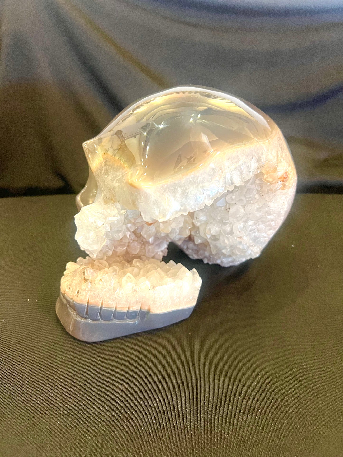 Large Skull Druzy Quartz Agate Unusual Table top Crystal Rock