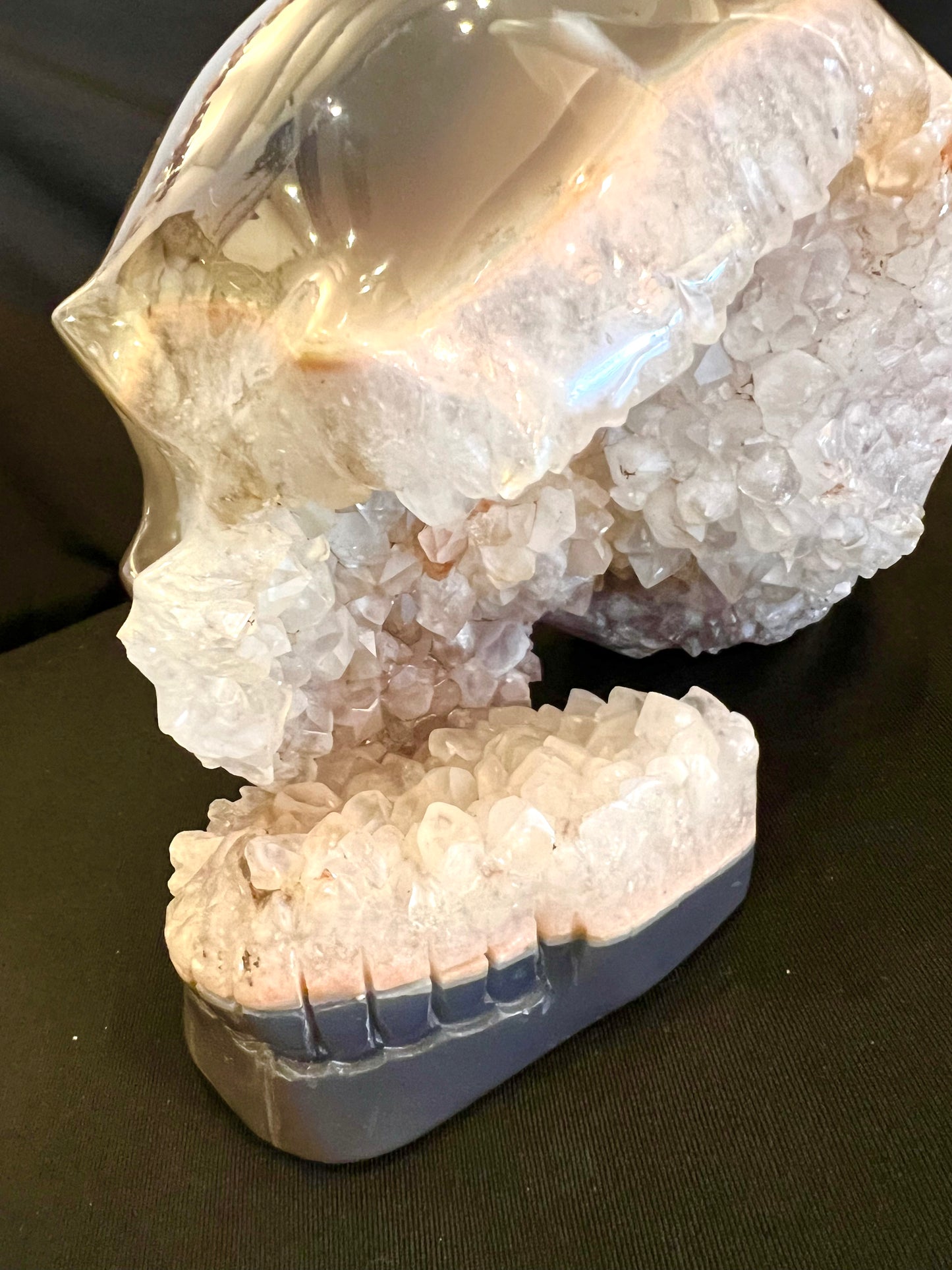 Large Skull Druzy Quartz Agate Unusual Table top Crystal Rock