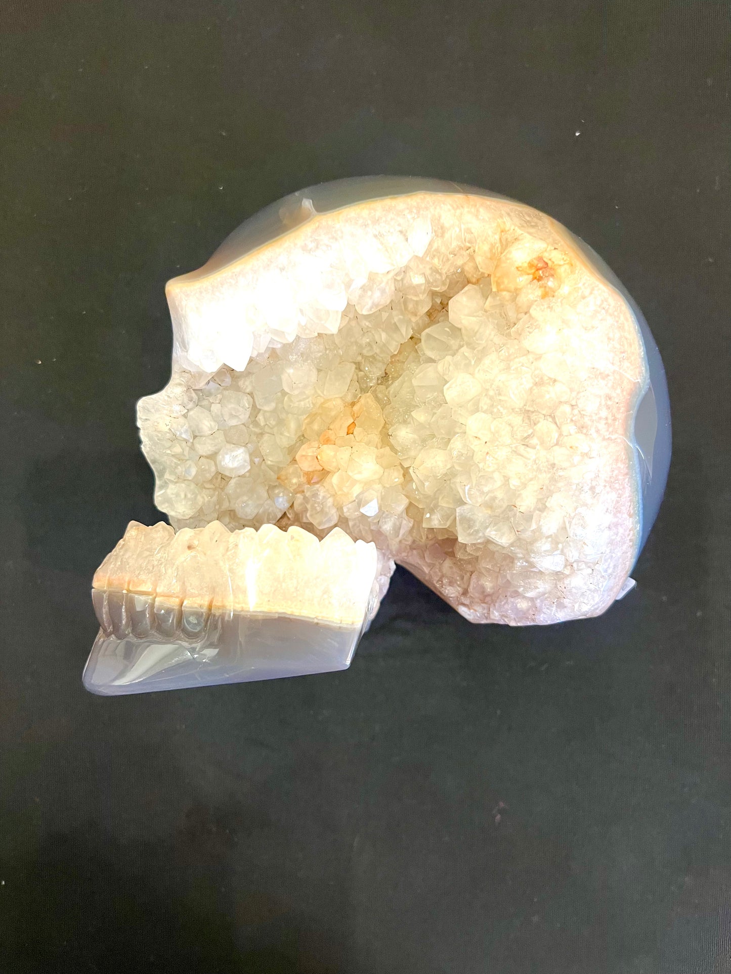 Large Skull Druzy Quartz Agate Unusual Table top Crystal Rock