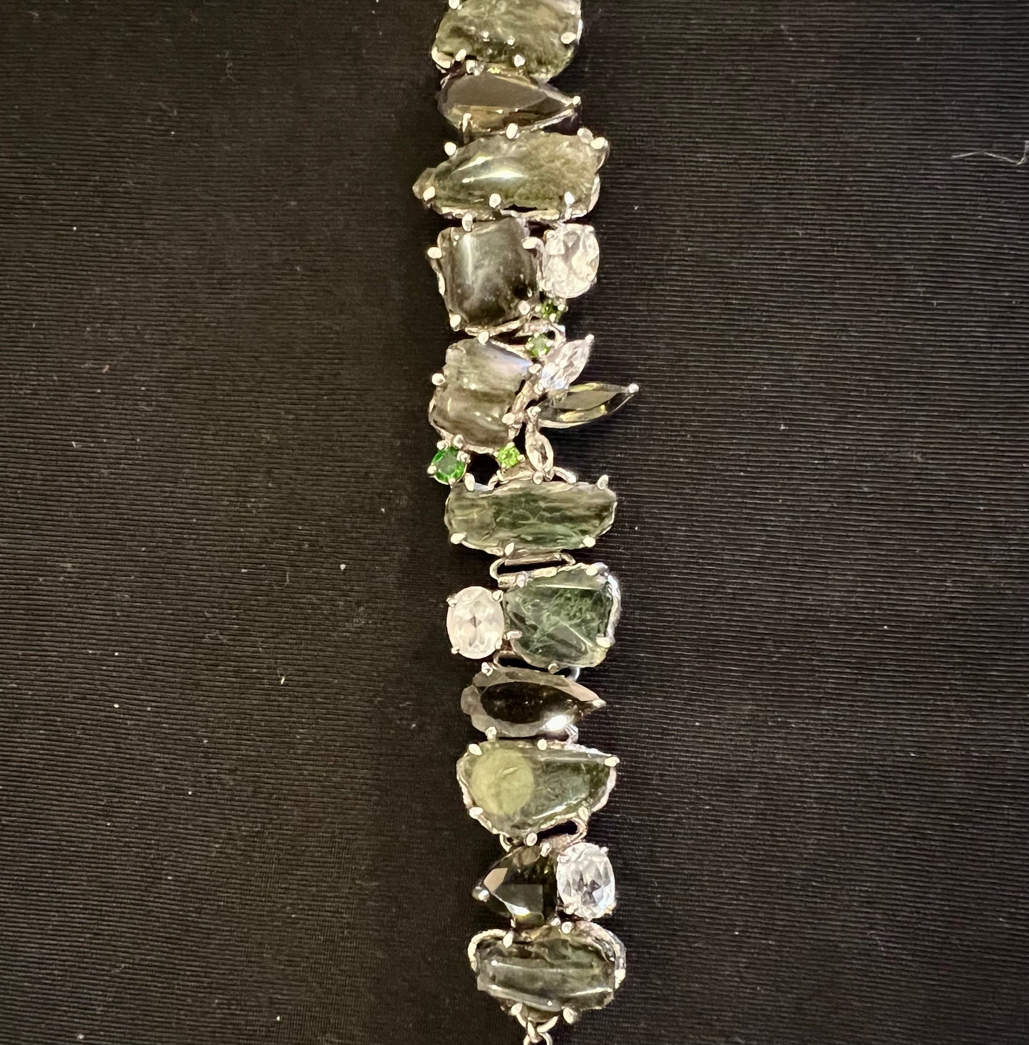 Moldavite Crystal Bracelet 925 silver One of a Kind Statement Jewelery