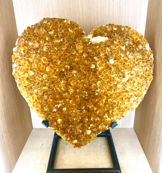 Large Citrine Crystal Heart Shape Table top standing Huge Healing Crystal Prosperity Abundance
