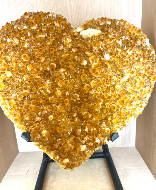 Large Citrine Crystal Heart Shape Table top standing Huge Healing Crystal Prosperity Abundance