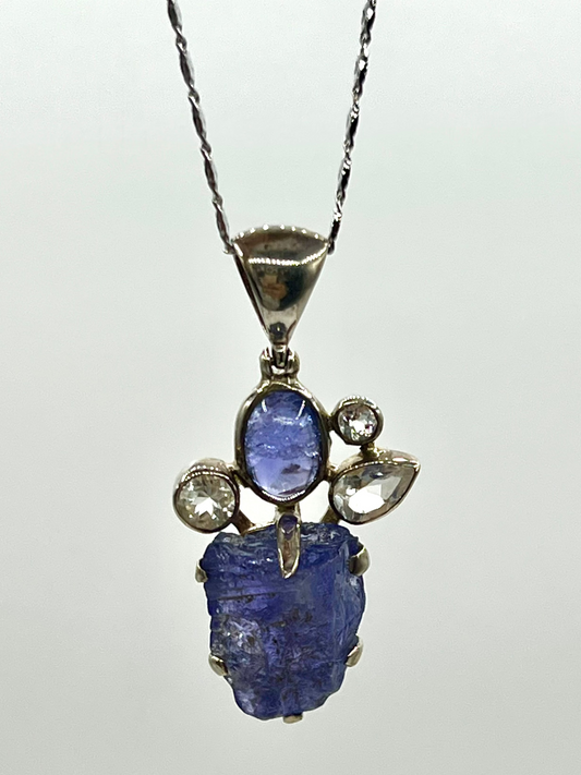 Tanzanite 925 Silver Pendant Womens One of a Kind Hand Made