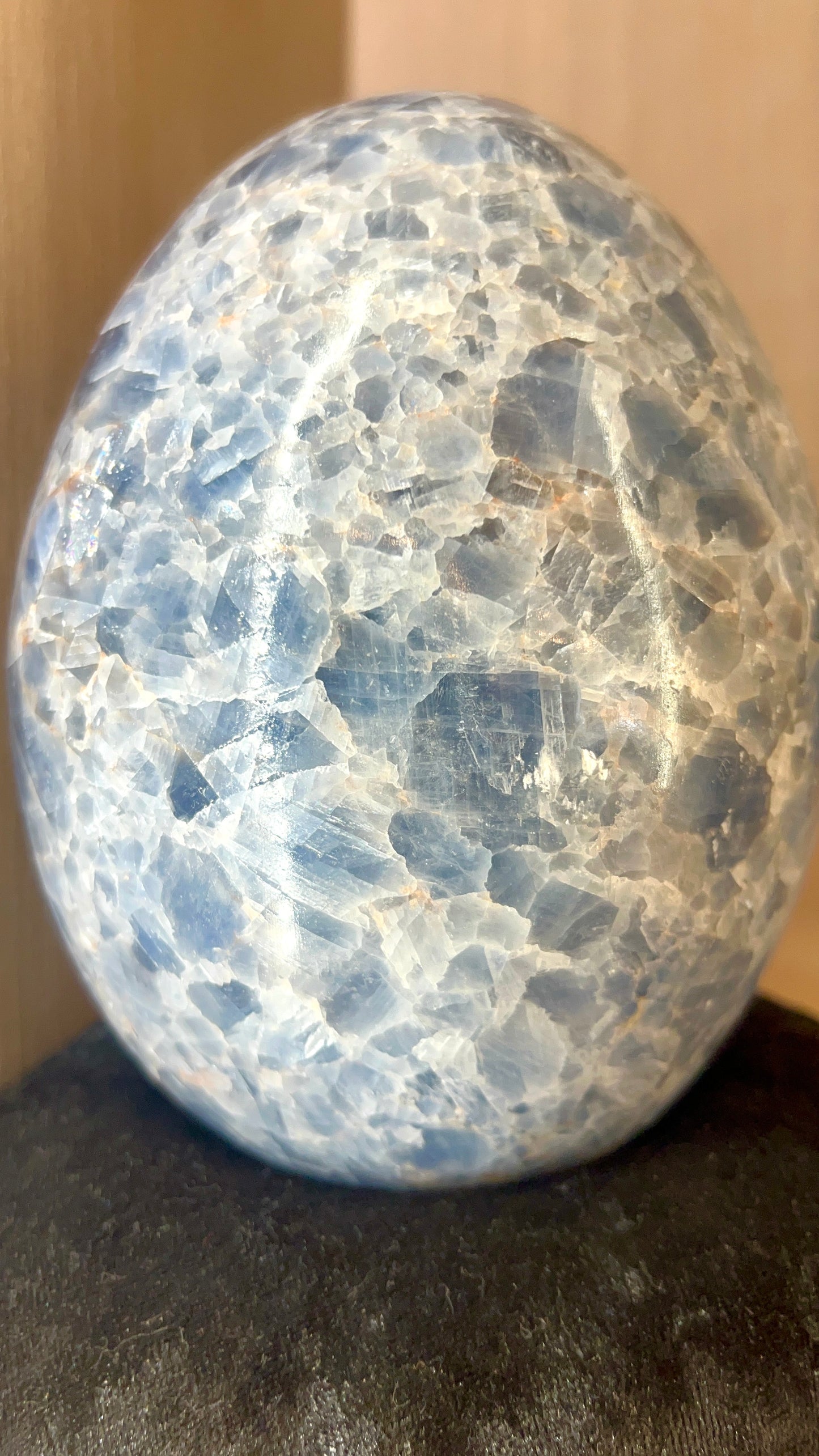 Calestine Large EGG Polished Tbel topNew beginings, rebirth healing crystal Throat Chakra