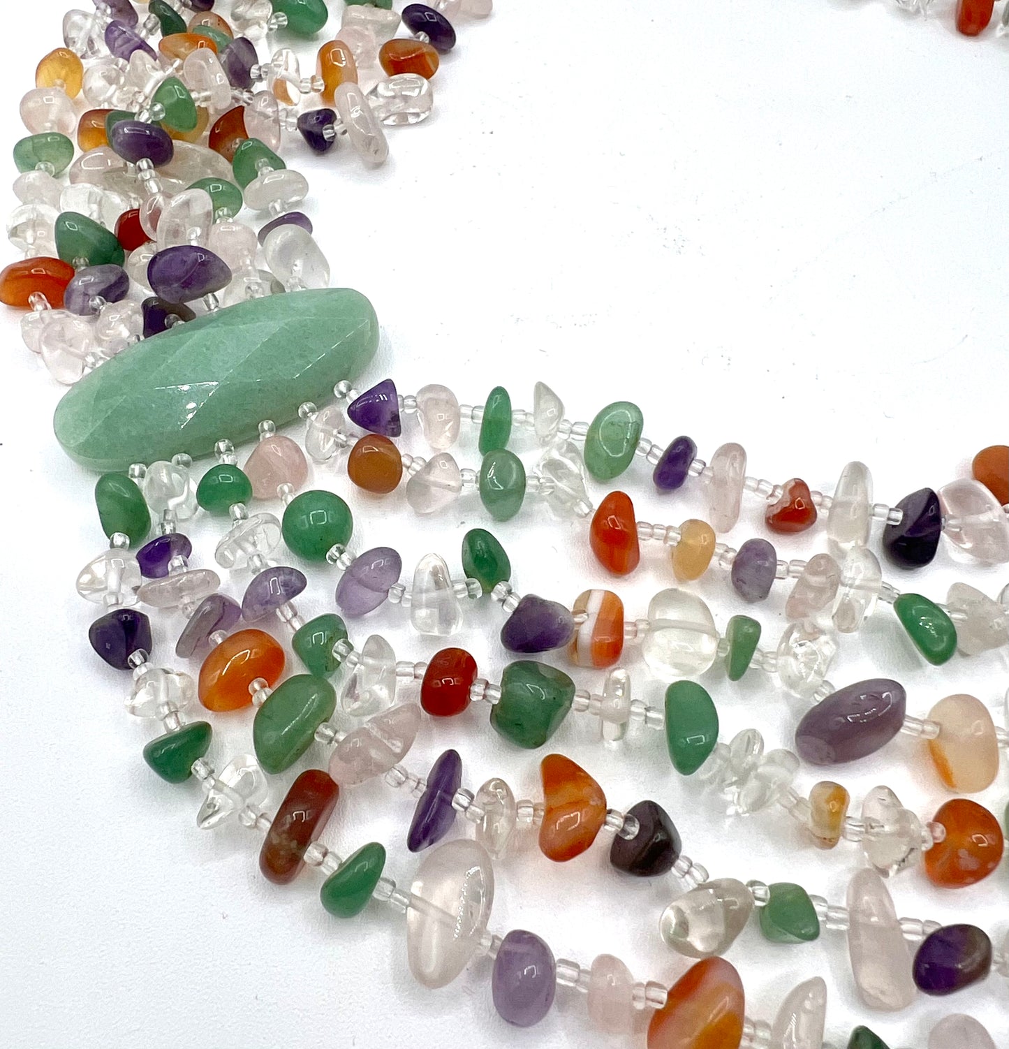 Large Crystal Necklace Multi Color Healing Crystals Bib Statement Hand Made