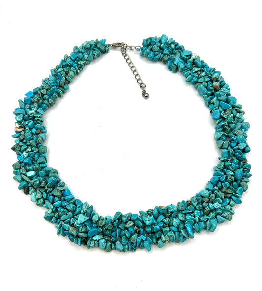 Large Turquoise Crystal Bib Necklace Statement Bib Jewelry