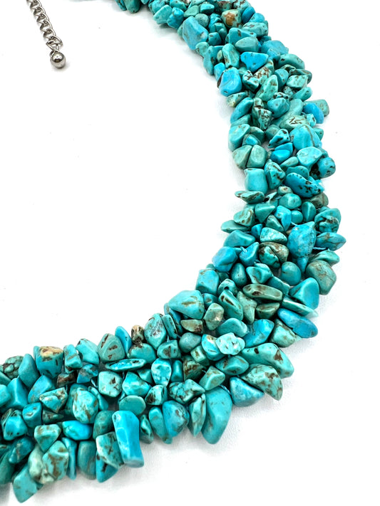 Large Turquoise Crystal Bib Necklace Statement Bib Jewelry