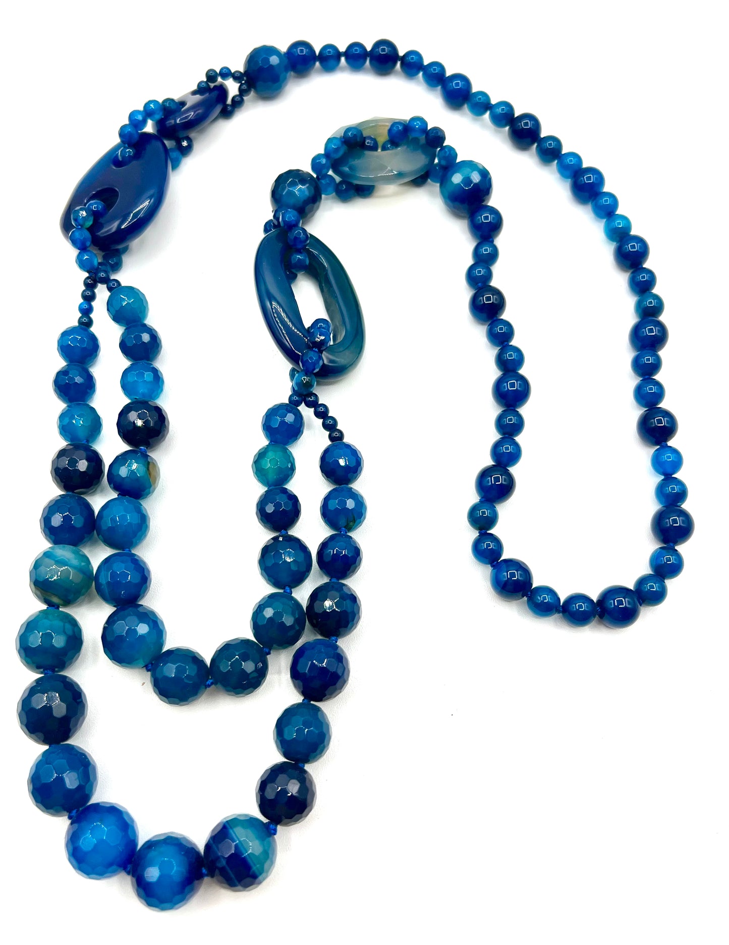 Large Long Blue Agate Crystal Necklace