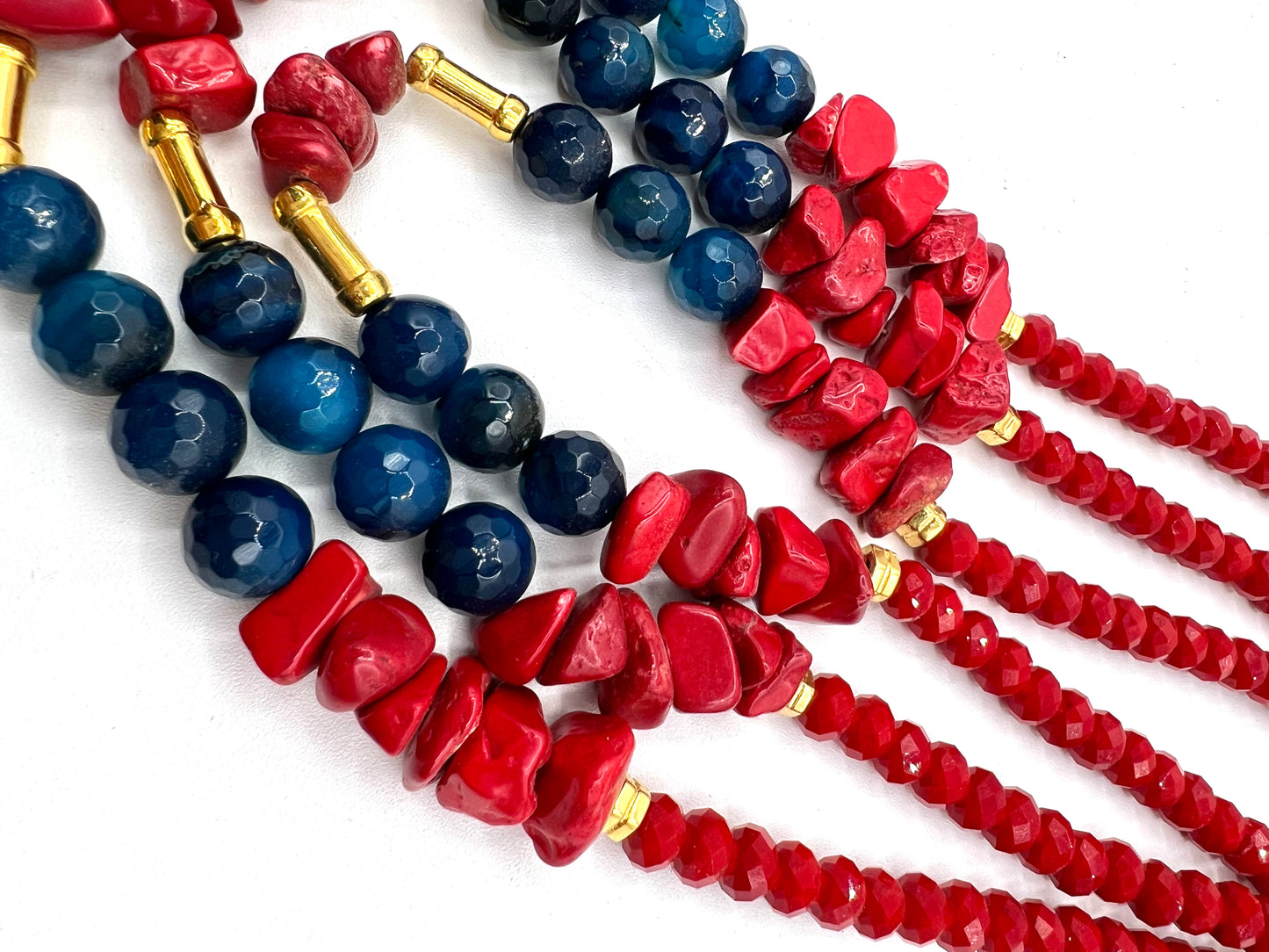 Red Real Coral Large Bib Necklace, Stetement jerwelry Healing crystal Protection and Happiness