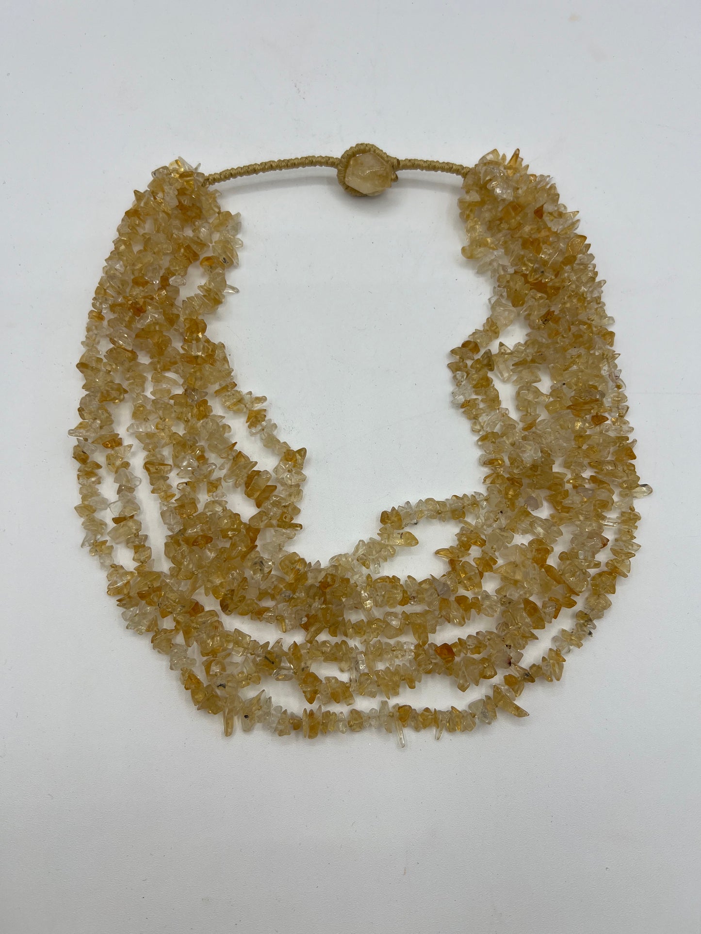 Citrine Large Crystal Necklace Layered Bib Statement Hand made Citrine Beads