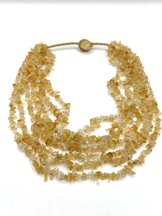 Citrine Large Crystal Necklace Layered Bib Statement Hand made Citrine Beads