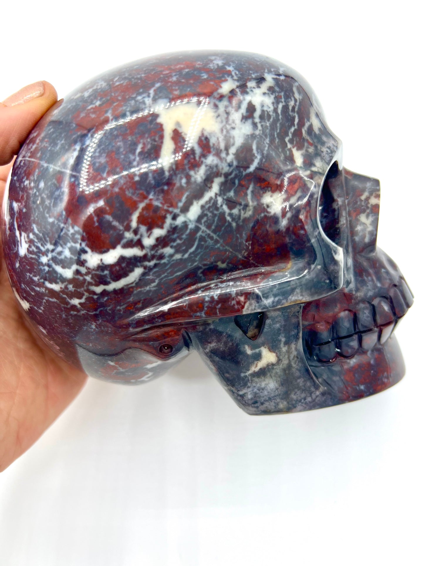 Brecciated Jasper Large Healing Crystal Skull Head Table top Gift Home Decor