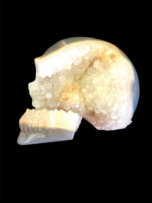 Large Skull Druzy Quartz Agate Unusual Table top Crystal Rock