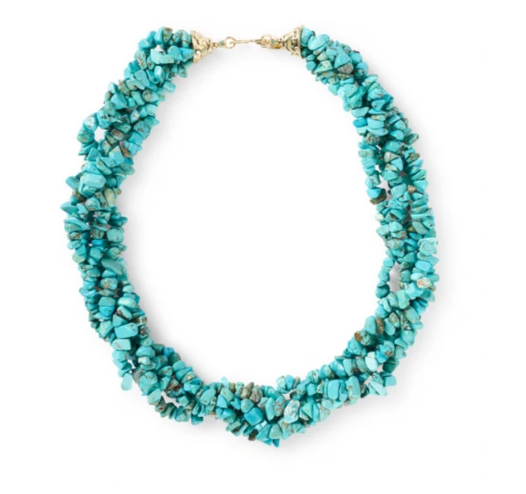 Large Turquoise Crystal Bib Necklace Statement Bib Jewelry