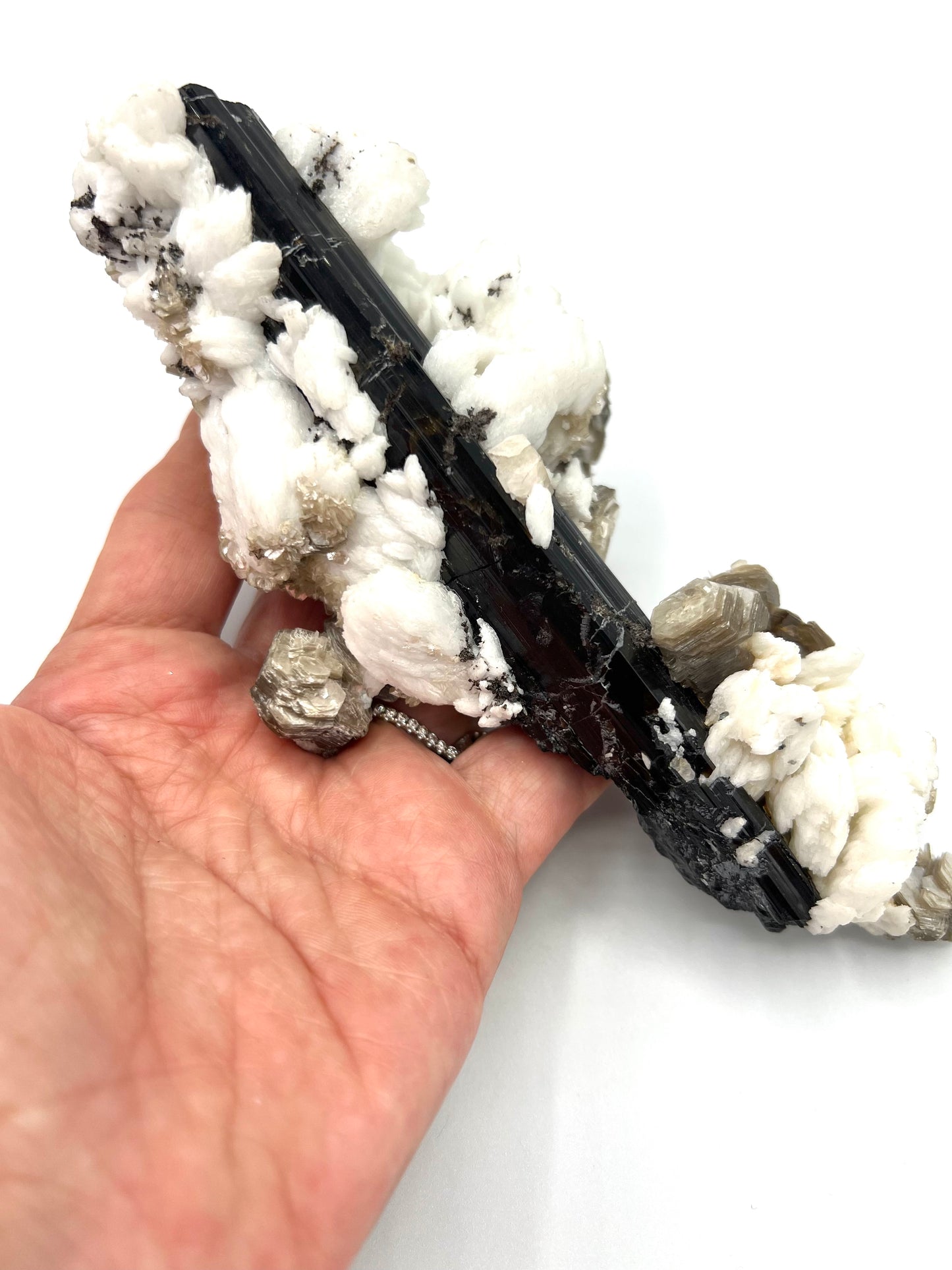 VERY RARE Black Tourmaline with Mica Muscovite Raw Crystal Rock Healing Beautiful One Of A Kind