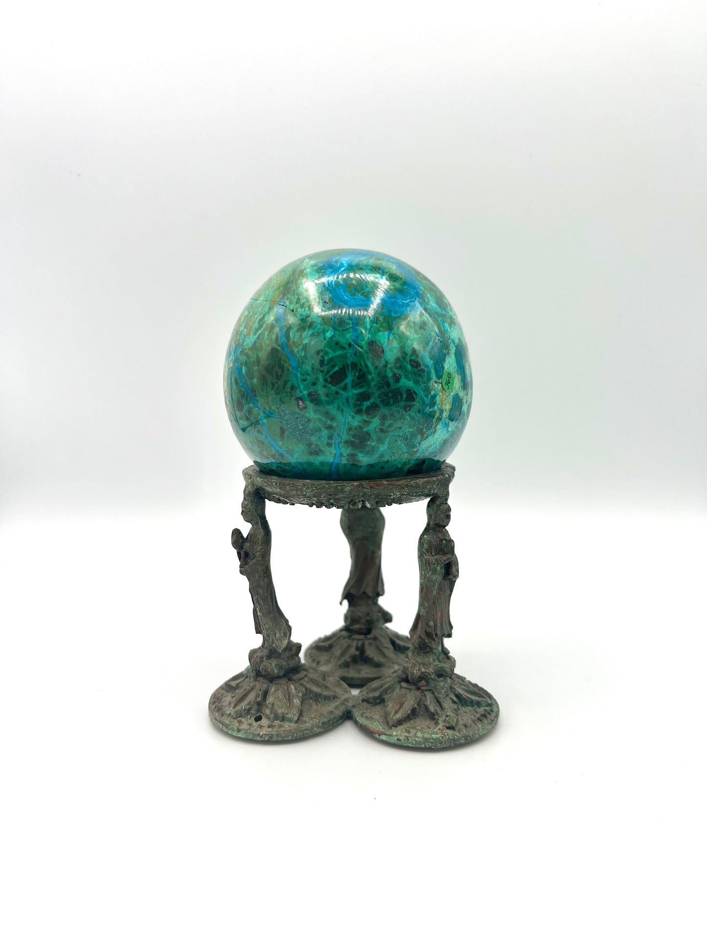 Large Chrysocolla Sphere with Malachite Ball Crystal Polished Standing Tabletop