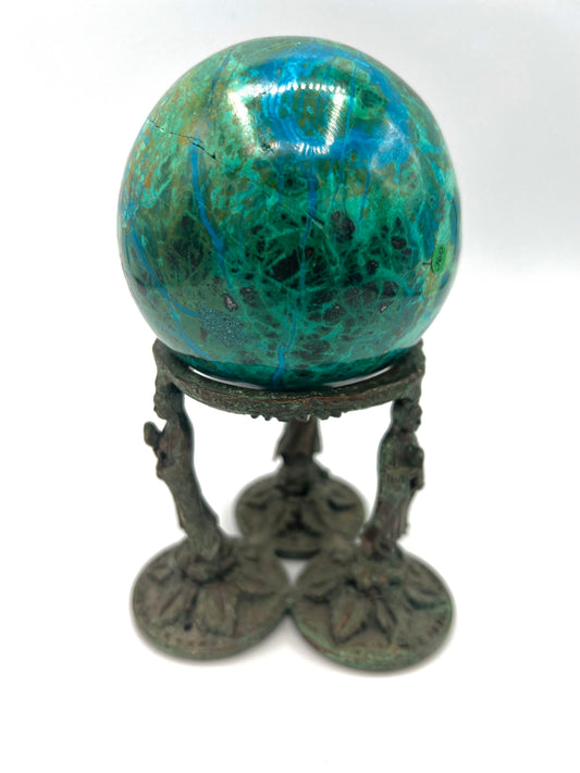 Large Chrysocolla Sphere with Malachite Ball Crystal Polished Standing Tabletop