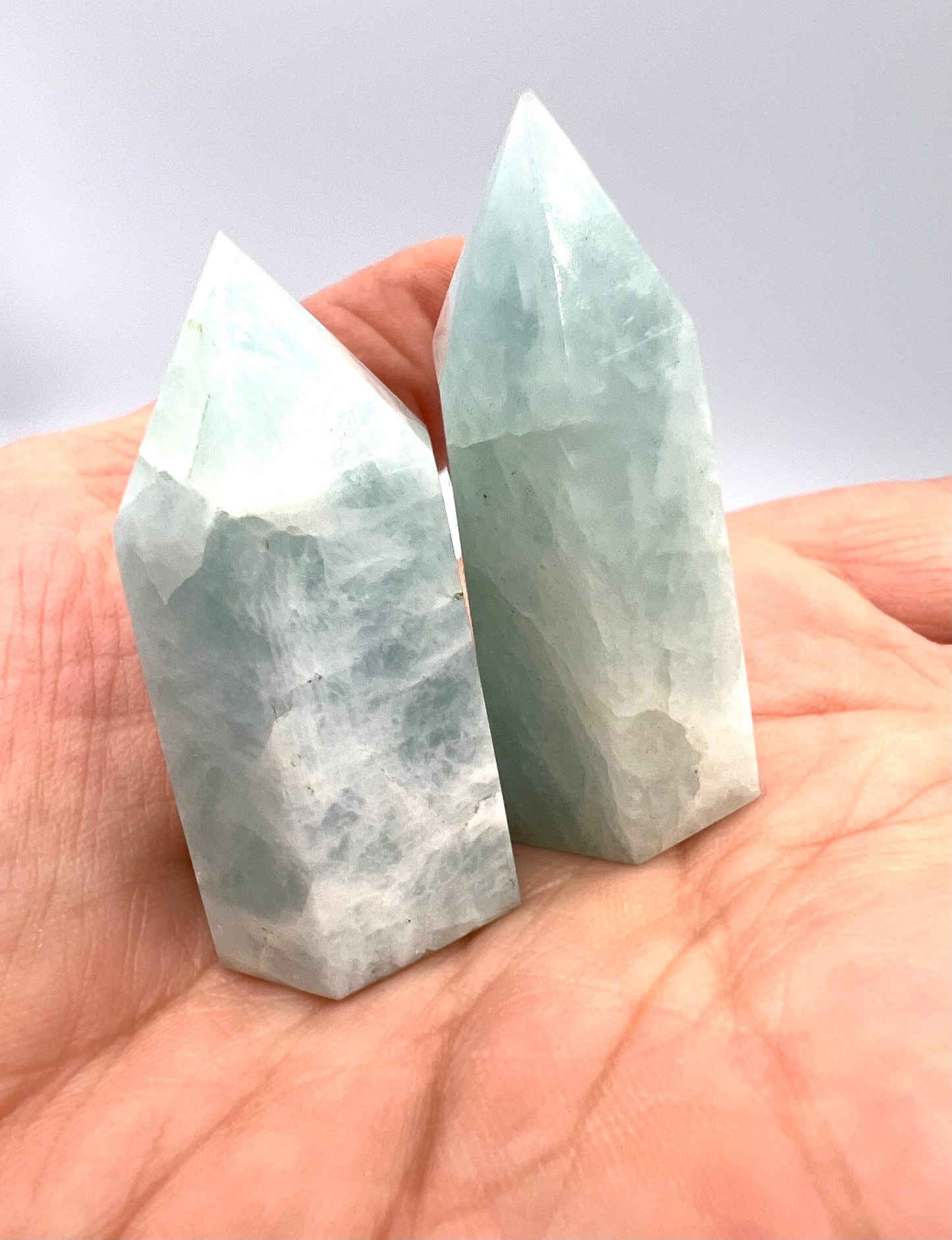 Set of Two 2 Larimar Point Towers AAA High Quality Great Gift for Friends, Girl Friend, Mothers Dolphin Stone