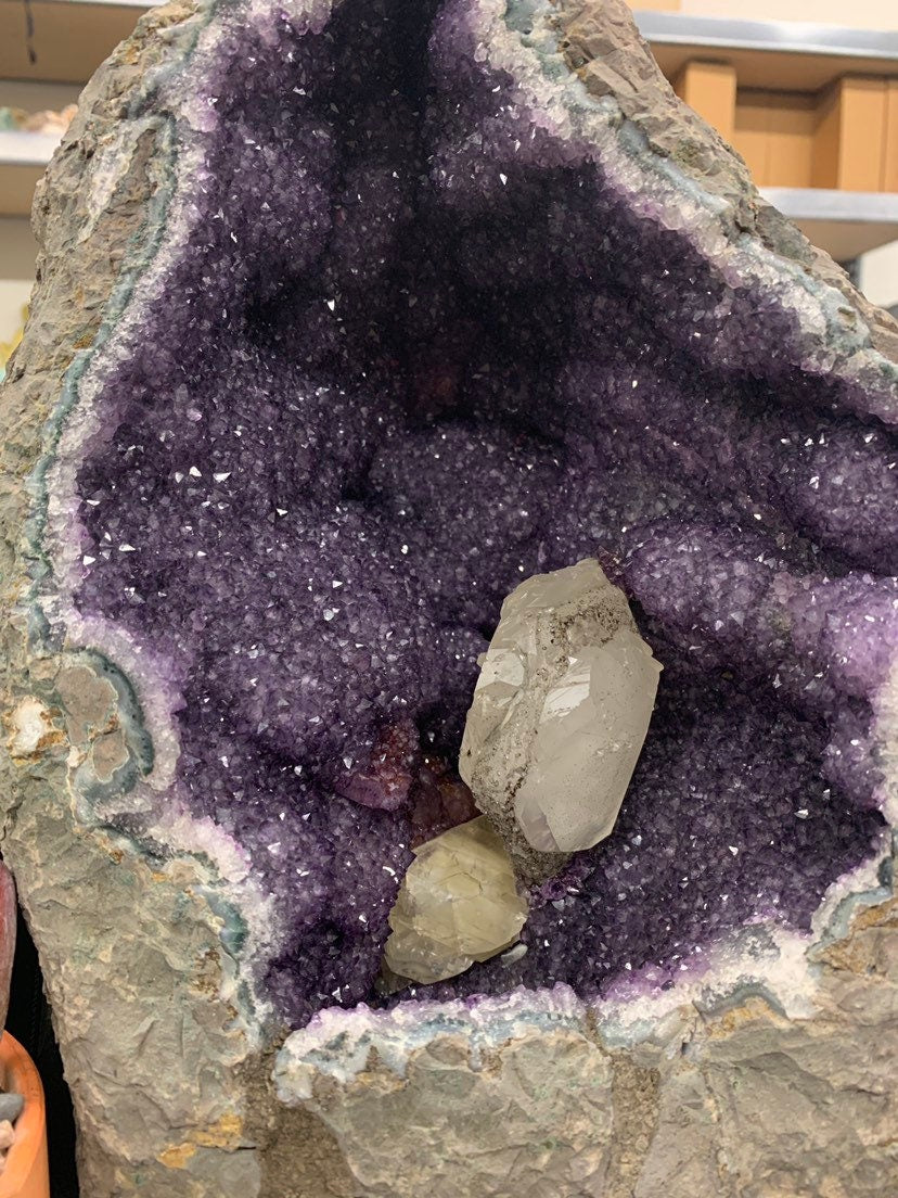Spiritually Charged Large Amethyst Geode with Calcite