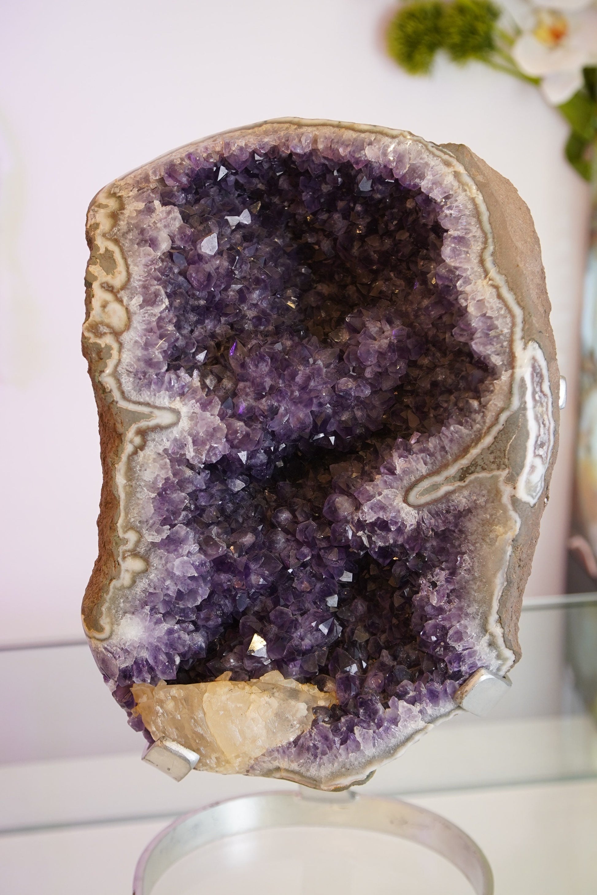 Large Amethyst Geode Crystal Natural self-standing rock for tabletop h –  briellacrystals