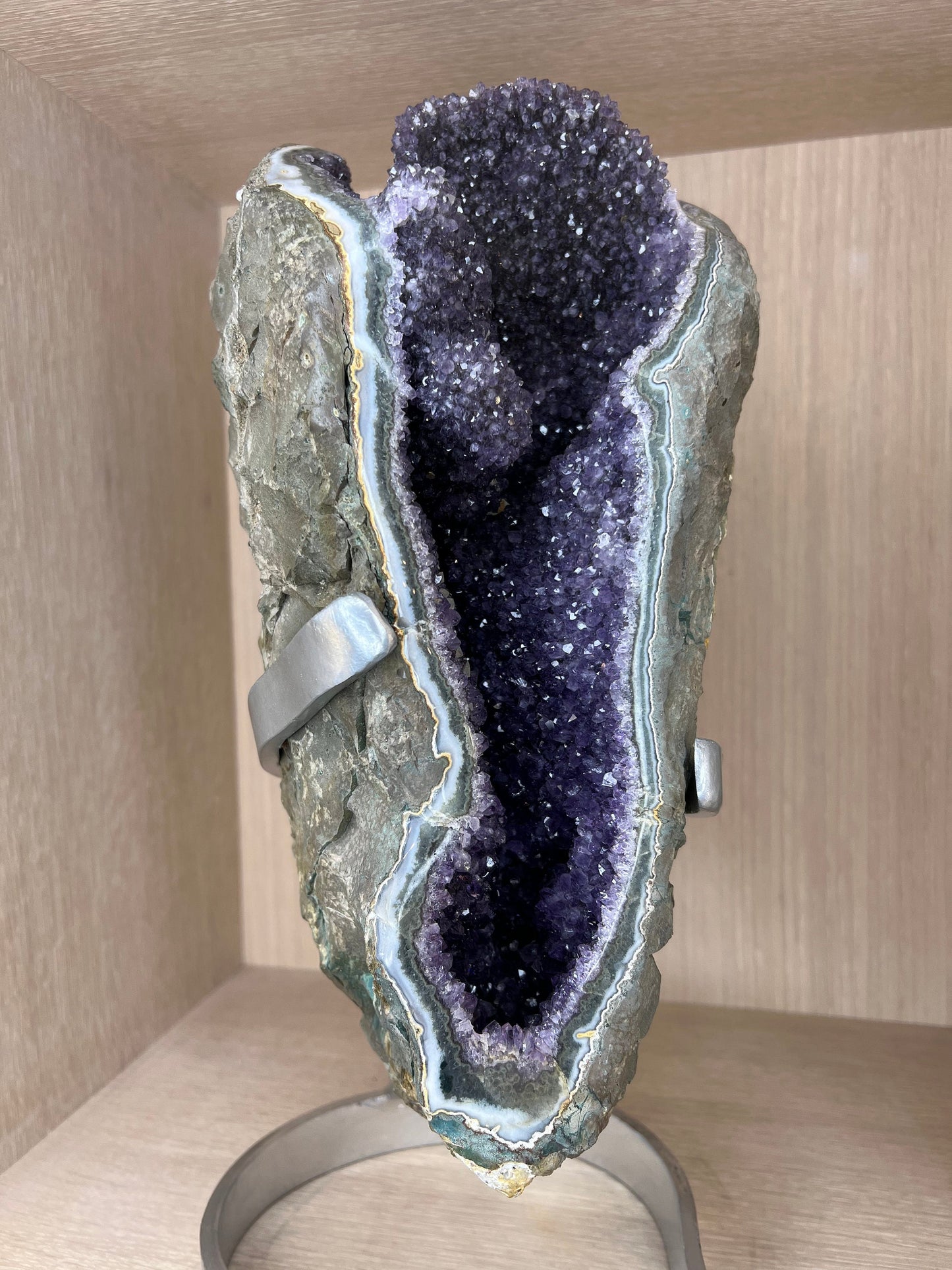 Large Amethyst Geode Crystal Natural self-standing rock for tabletop home decor healing stone 10.25lb