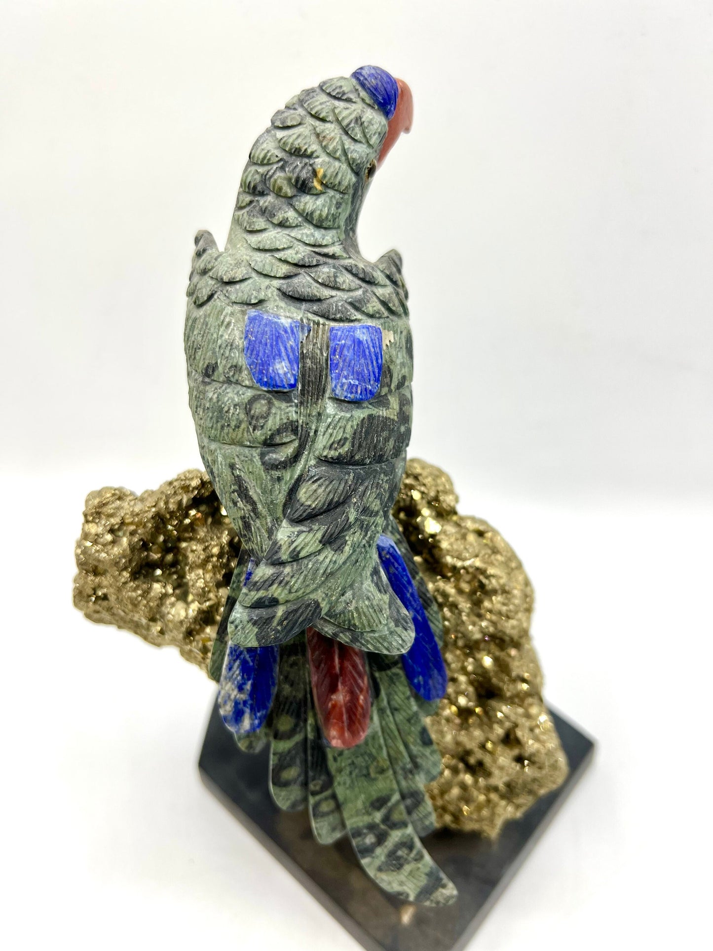 Crystal Gemstone Parrot Bird -lapis lazuli pyrite gemstone -crystals -healing stones -gemstones-House gift for good luck Standing Figurine