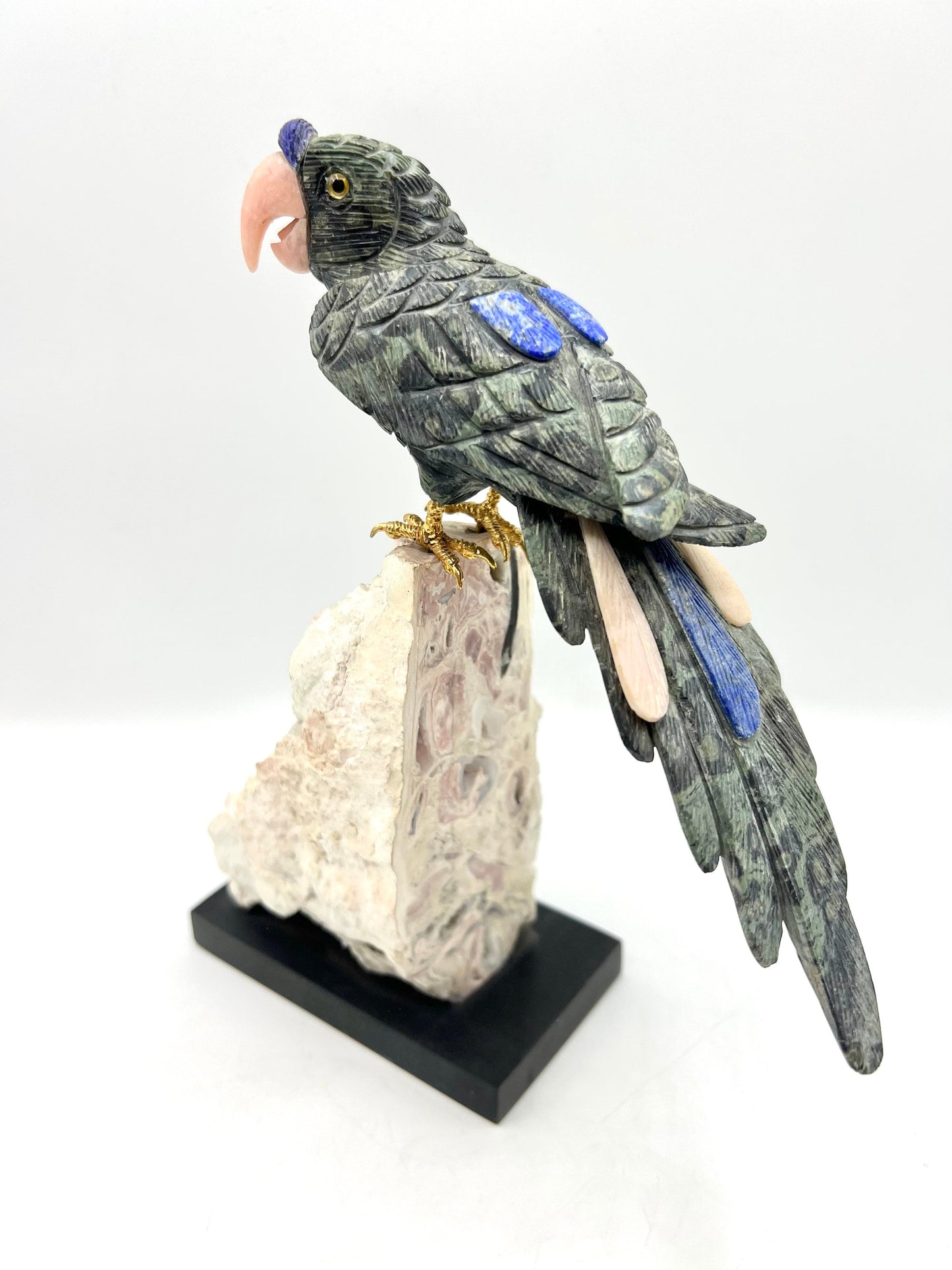 Crystal Gemstone Parrot Bird -lapis lazuli crystals -Sculpture carved healing stones House worming gift for good luck Standing Figurine