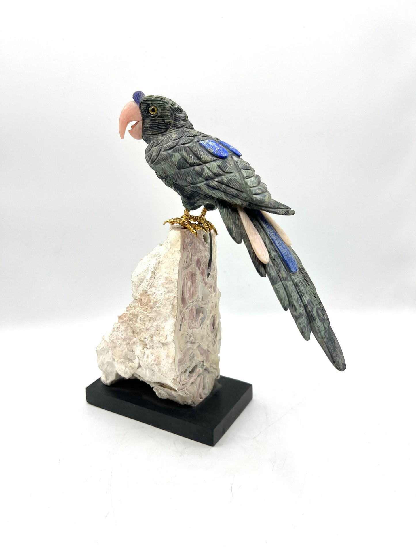 Crystal Gemstone Parrot Bird -lapis lazuli crystals -Sculpture carved healing stones House worming gift for good luck Standing Figurine