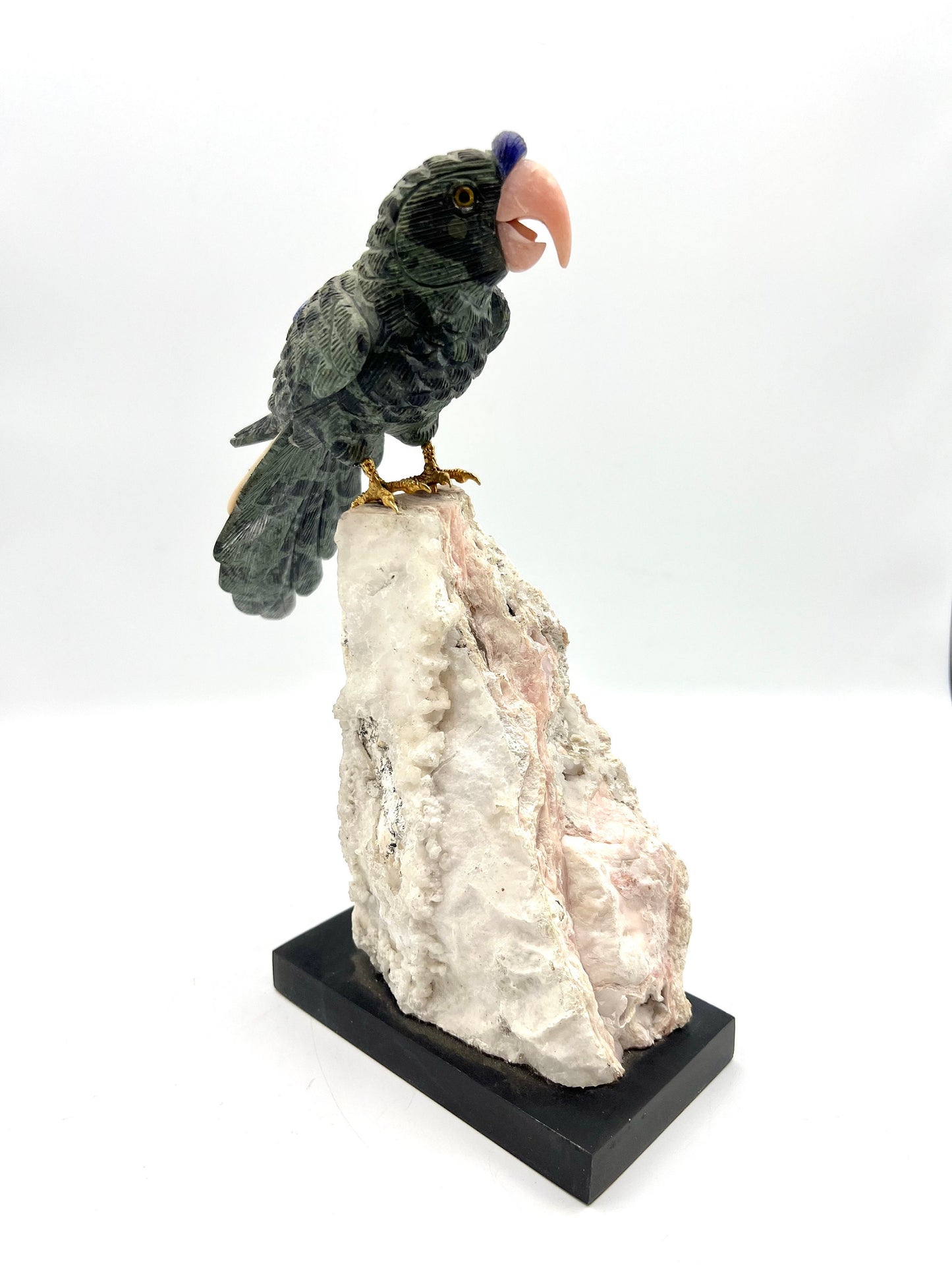 Crystal Gemstone Parrot Bird -lapis lazuli crystals -Sculpture carved healing stones House worming gift for good luck Standing Figurine