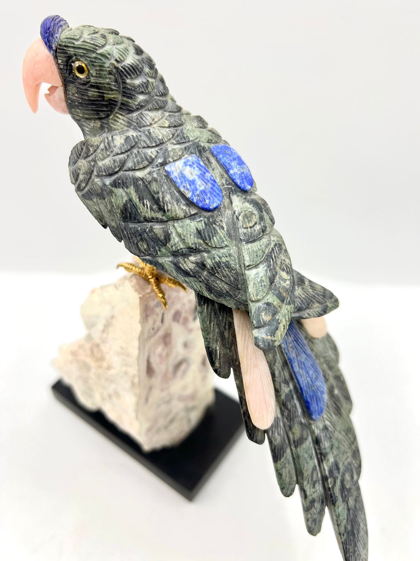 Crystal Gemstone Parrot Bird -lapis lazuli crystals -Sculpture carved healing stones House worming gift for good luck Standing Figurine