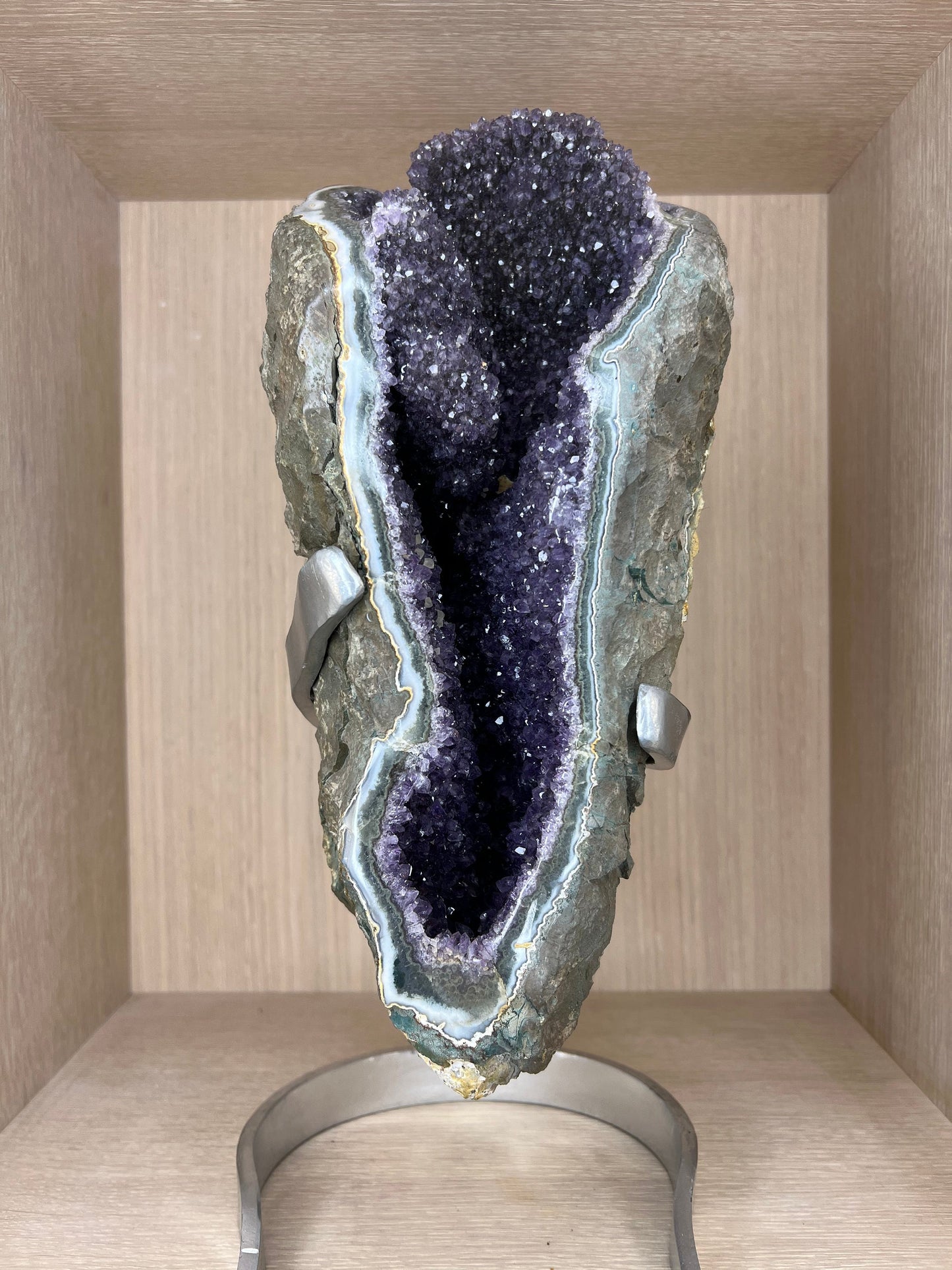 Large Amethyst Geode Crystal Natural self-standing rock for tabletop home decor healing stone 10.25lb